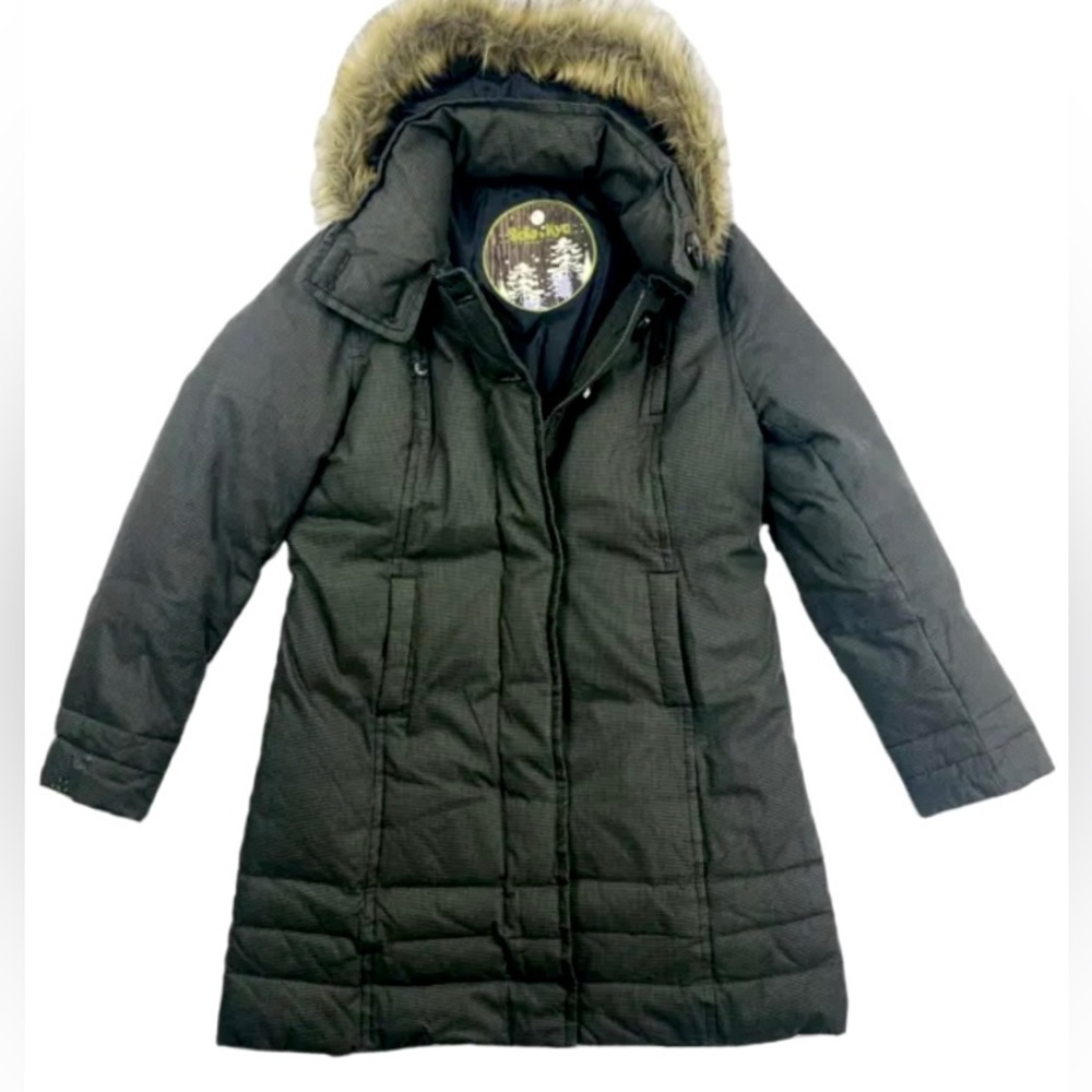 Soia & Kyo Womens Sz Large Down Duvet Brown Winter Jacket Faux Fur MSRP 595$